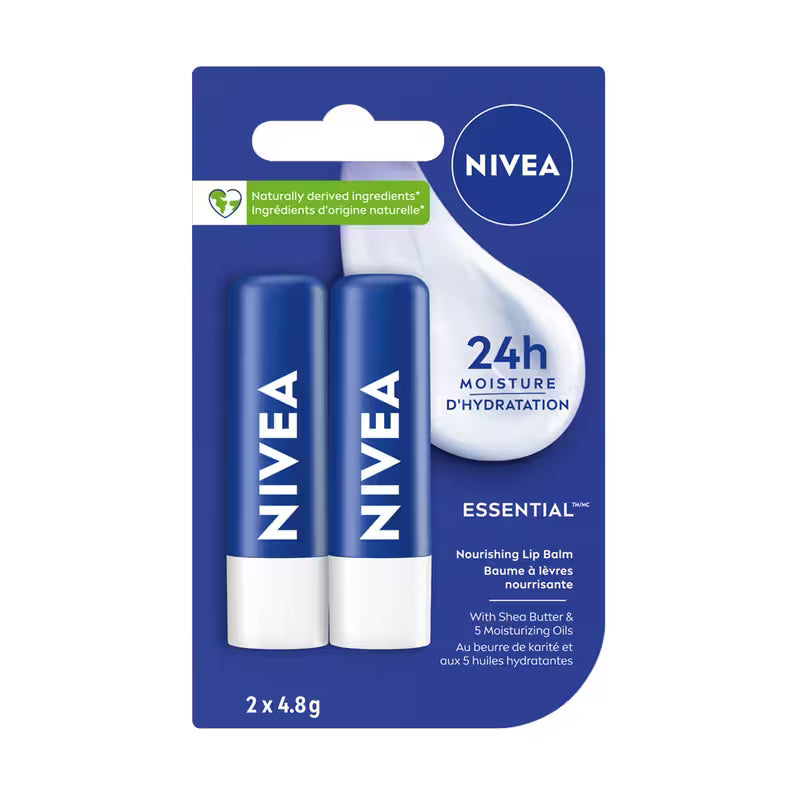 NIVEA LIP ESSENTIAL DUO PACK 2X4.8G pack of 12