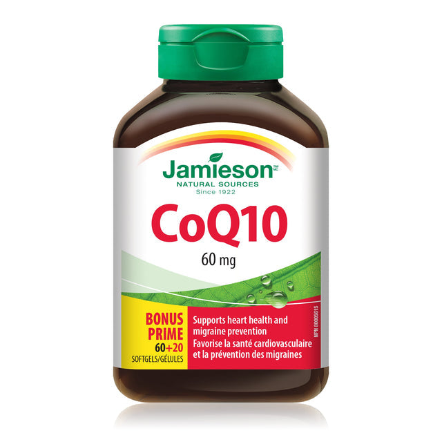 Jamieson JMS CoQ10 60mg 60's+20's Free 60+20Softgels