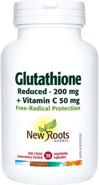 NEW ROOTS Glutathione Reduced · 200 mg + Vitamin C 50 mg 30 capsules