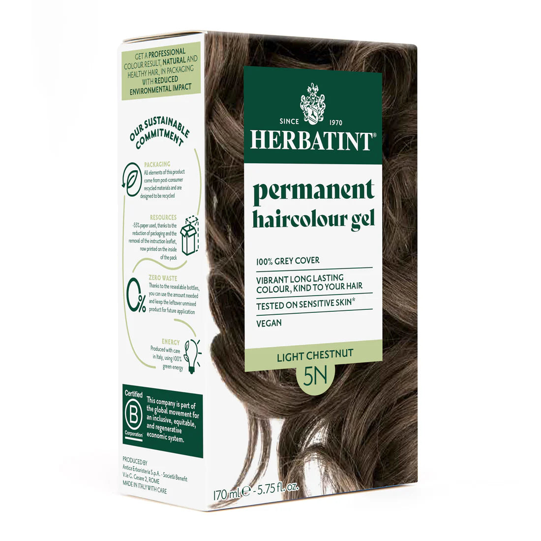 Permanent haircolour gel 5N Light Chestnut, 170 ml
