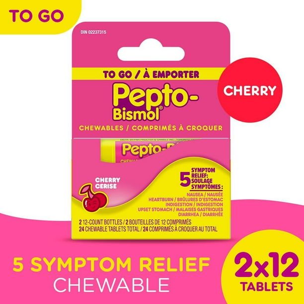 PEPTO BISMOL TO GO TB CHEW CHERRY 12+12 TABLET