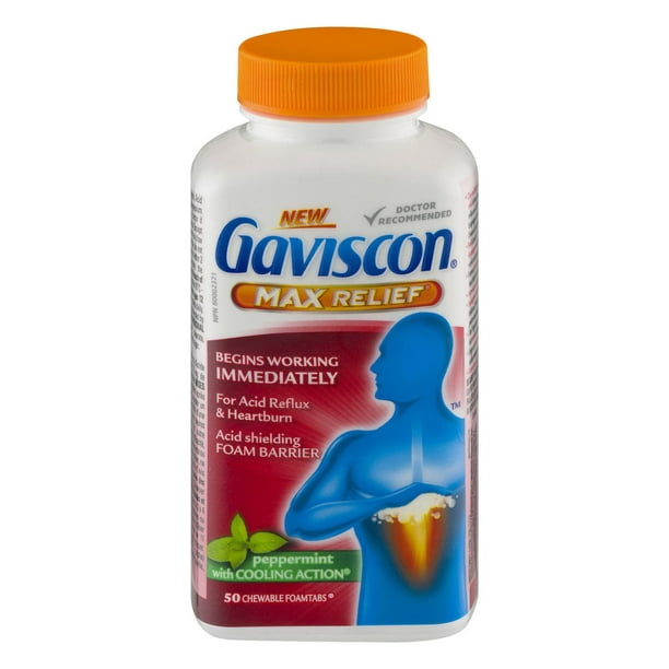 GAVISCON MAX RELIEF PEPPERMINT TB 50 TABLET
