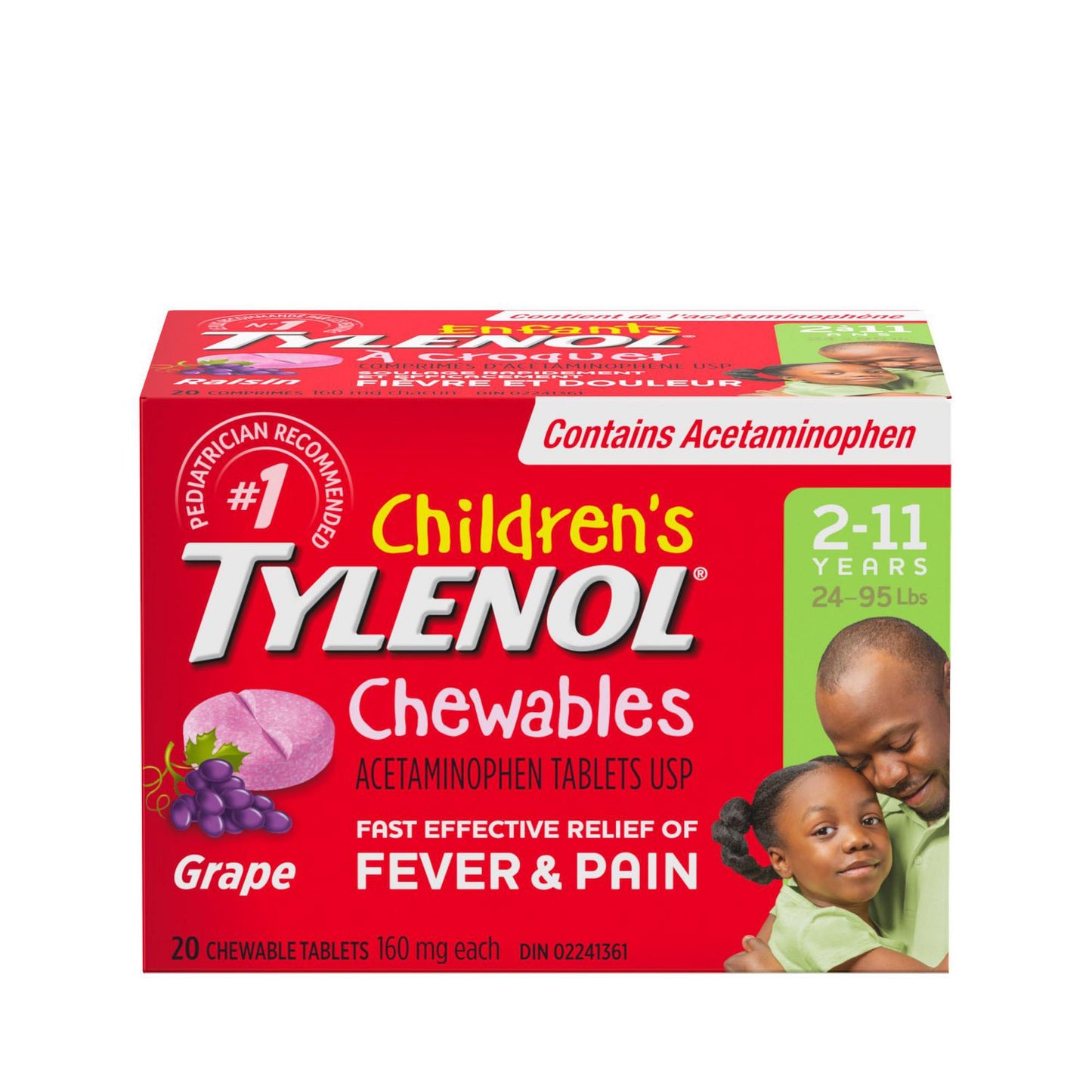 TYLENOL CHILD CHEWABLE TB GRAPE 160MG 20 TAB CHEW