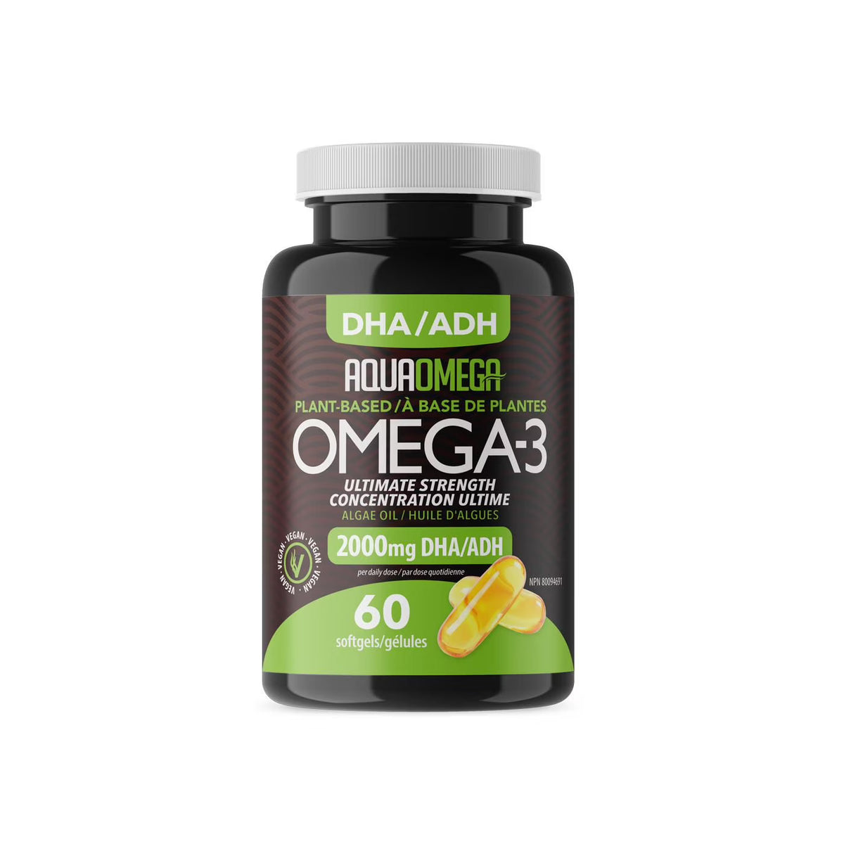 AquaOmega - Plant-Based Algae Oil 2000mg DHA - 60sg
