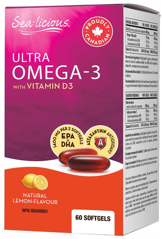 Sea-licious Ultra Omega-3 + Vitamin D3 60 softgels-