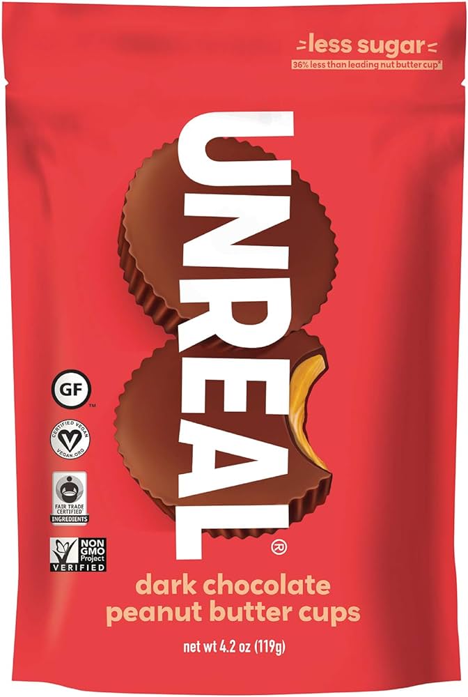 Unreal Snacks Unreal Multi-Serve Bags (Bilingual) Flavour: Dark Chocolate Peanut Butter Cups
Container Size: 120 g Case of 6
