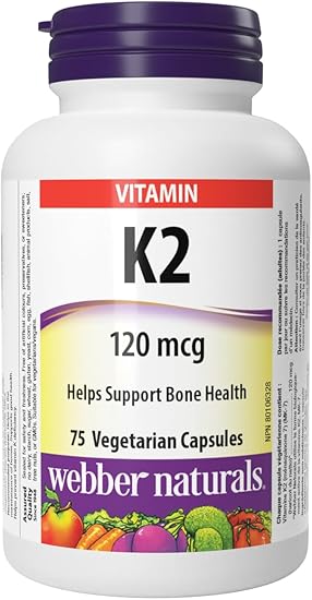 Webber Naturals - Vitamin K2 120 mcg - 75 Vegetarian Capsules