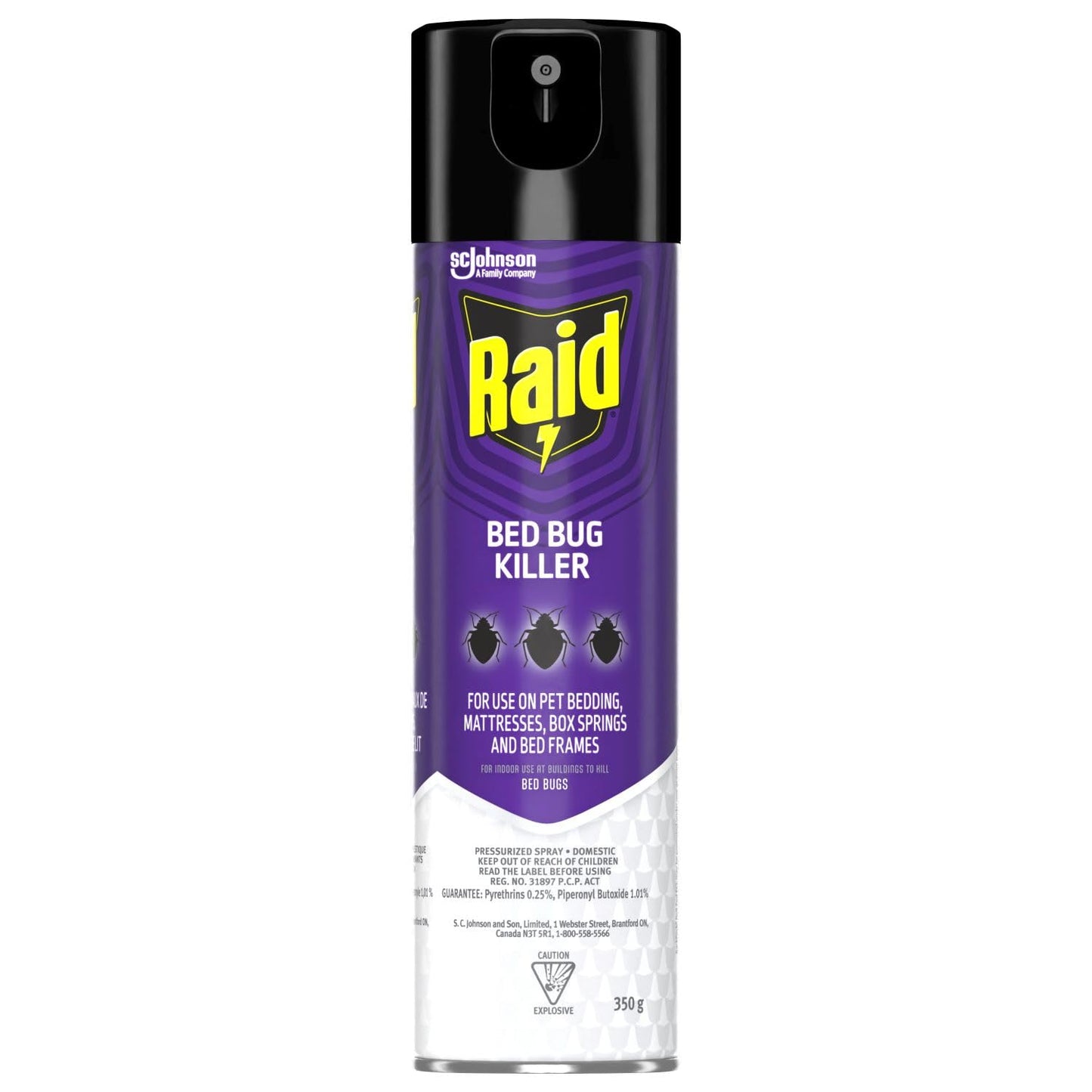 RAID INSECT KILLER BED BUG 350G AEROSOL pack of 12