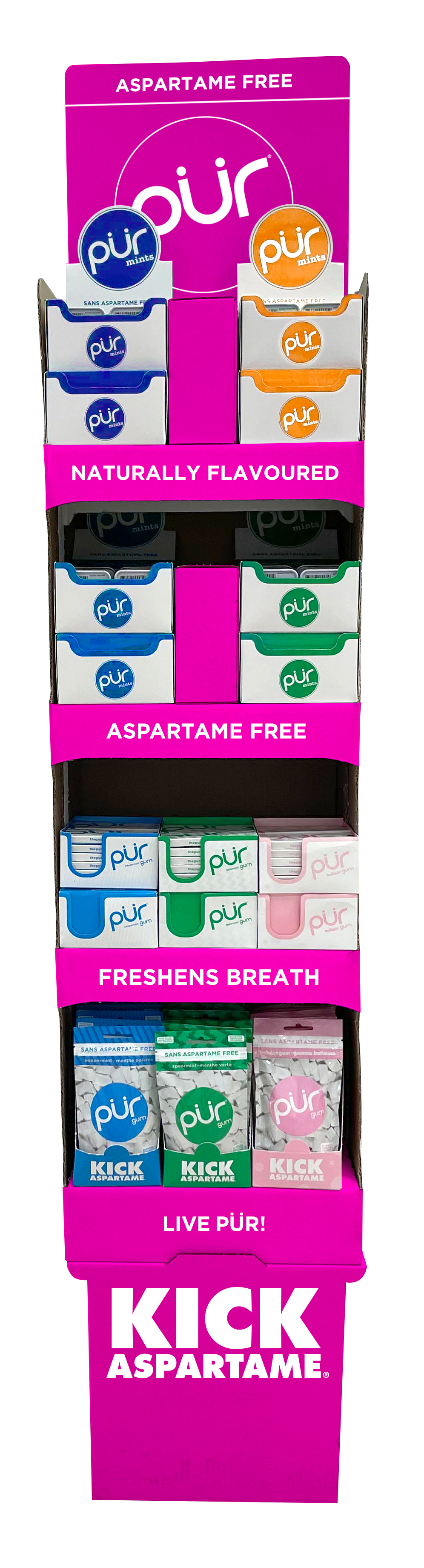 PUR Gum Shipper - Gum, Mints Assort. 240ct 1 x 1disp