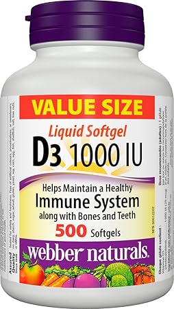 Webber Naturals - Vitamin D3 1000 IU Value Size - 500 Softgels