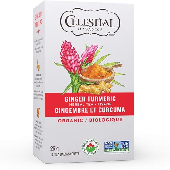 CELESTIAL SEASONINGS Herbal Tea, Ginger & Turmeric, Organic (NGM) 18ct