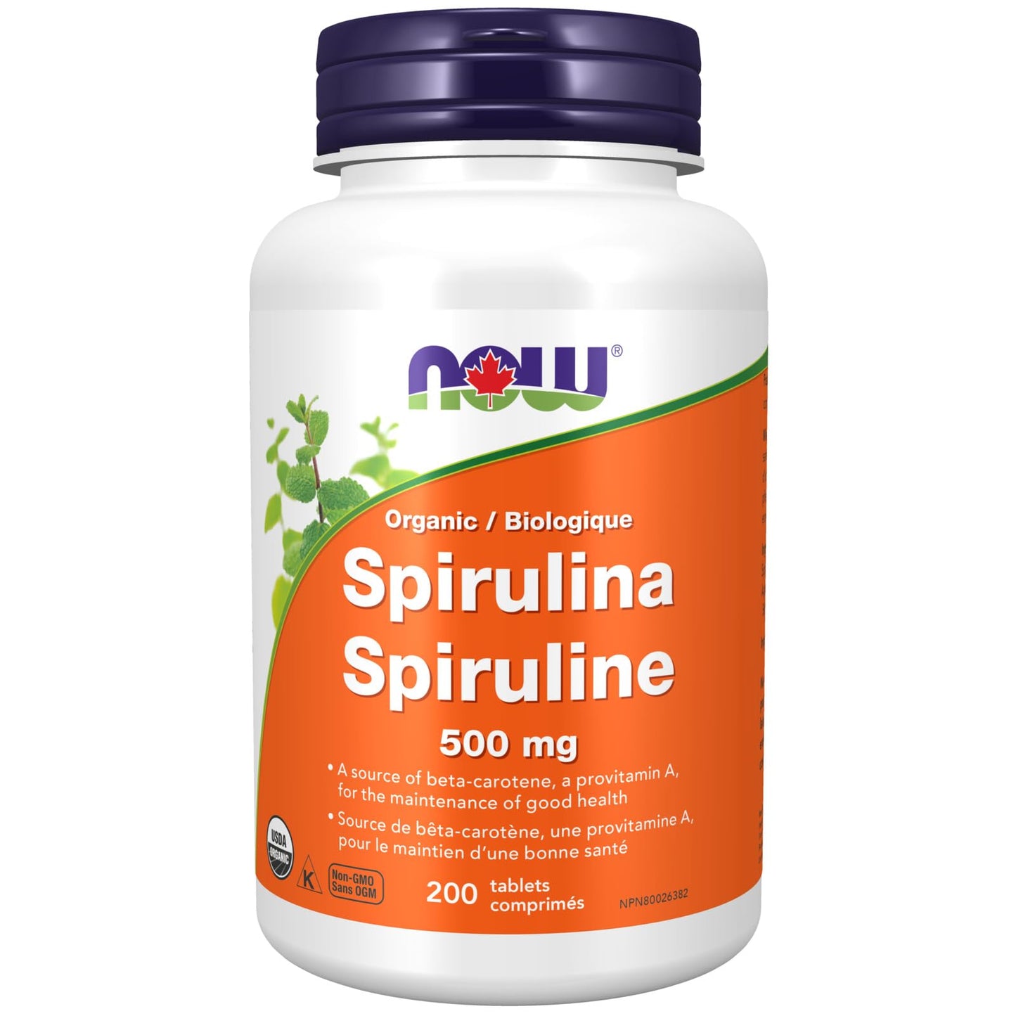 NOW Organic Spirulina 500mg 200tab