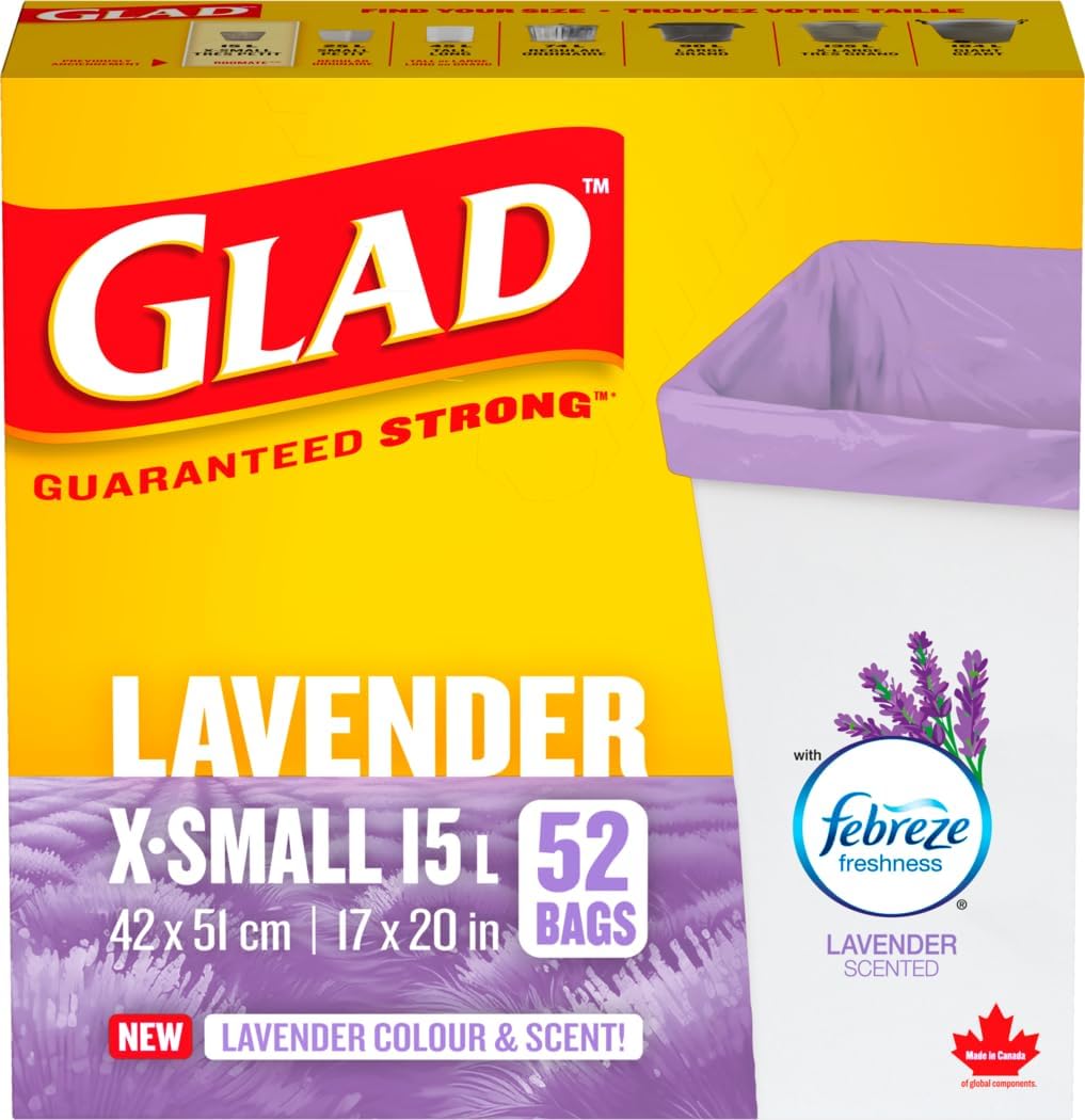 GLAD BAGS XS LAVENDER&FABREZE 52 pack of 12
