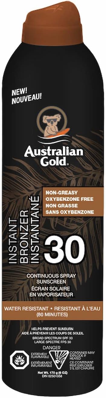 AUST GOLD SUNSCREEN SPF30 INSTANT BRONZER SP 177ML AEROSOL pack of 6