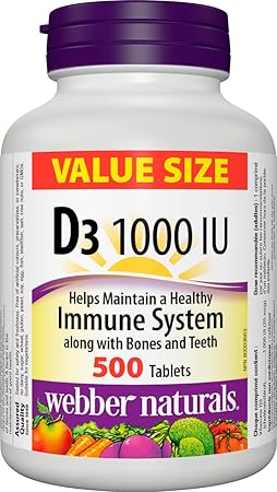 Webber Naturals - D3 1000 IU Value Size - 500 Tablets