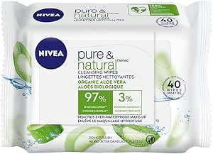 NIVEA Biodegradable Pure & Natural Face Cleansing & Makeup Removing Wipes, 40 Wipes