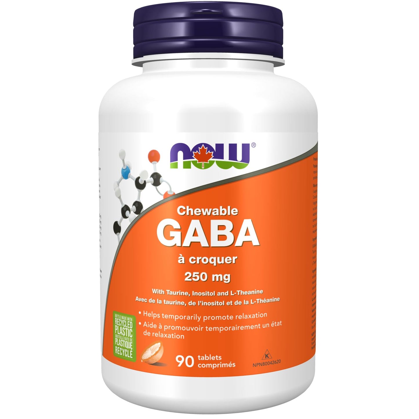 NOW GABA 250mg w/ Co-factors 90 Orange Chewable
