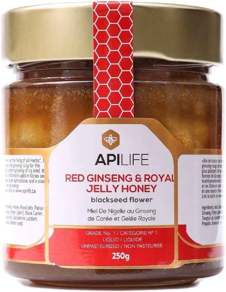 Apilife API Health Blackseed Honey Red Ginseng Royal Jelly and Black Seed Honey 250 g