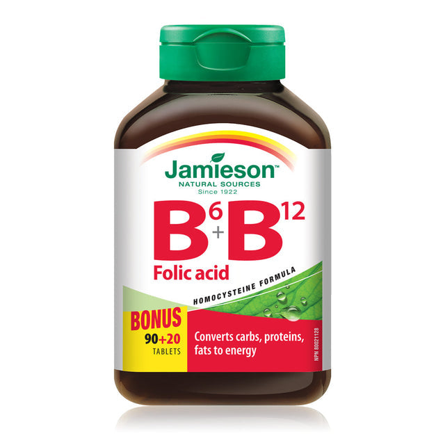 Jamieson JMS Vitmin B6+B12+Folic Acid 90's+20's Free 90+20Tablets