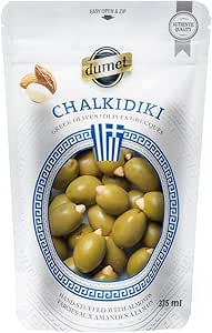 Dumet - Chalkidiki Greek Green Almond Olive, Hand-Stuffed with Almond (vegan)    270g