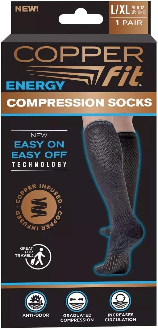 COPPER FIT COMPRESSION SOCKS BLACK LG/XL