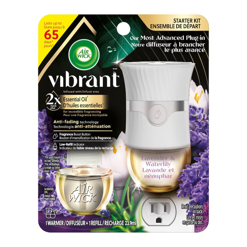 AIRWICK VIBRANT 1+1 SCENT OIL LAV&WATERLILY 23.9ML pack of 4