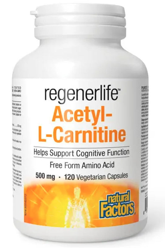 Natural Factors   Acetyl-L-Carnitine 500 mg,Regenerlife   120 vcapsvcaps