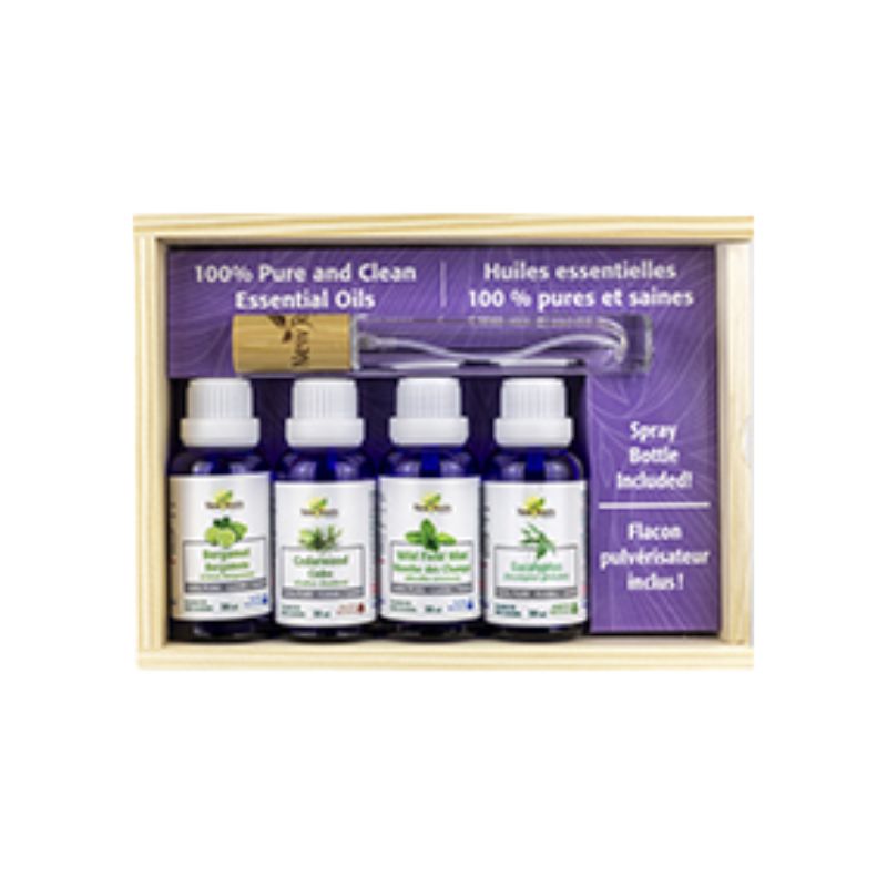 NEW ROOTS Essential Oils Gift Set Includes an Elegant Refillable Glass Spray Bottle