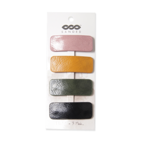 BANDED   Barrettes -Poets Walk Faux Leather 3 x 4pk
