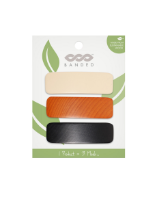 BANDED   Beech Wood French Barrettes 3 x 3pk