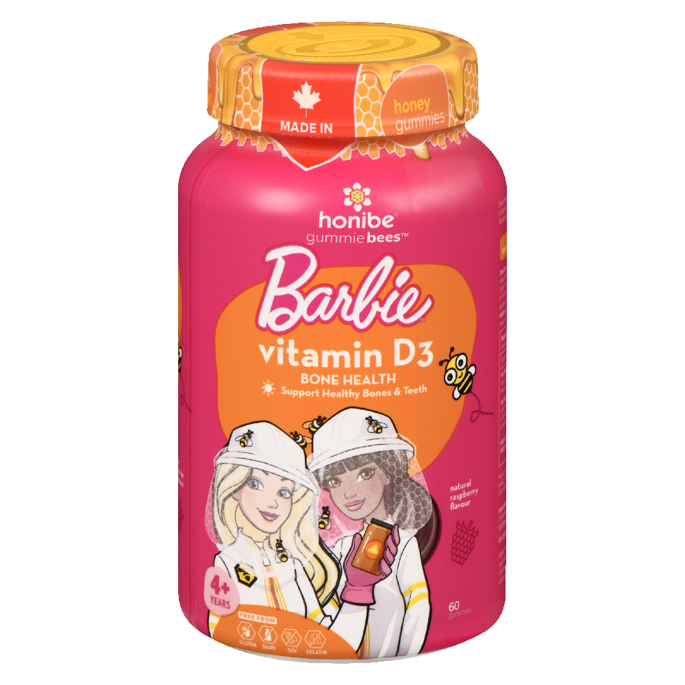 HONIBE    Kids Honey Gummies    HONIBE    Kids Honey Gummies    Barbie Vitamin D3 60ct