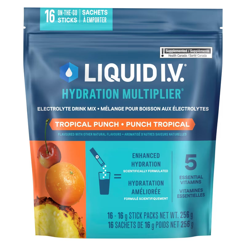 LIQUID IV ELECTROLYTE DRINK TROPICAL PUNCH 256G POWDER