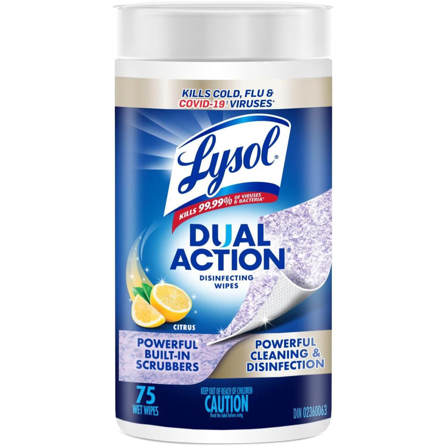 LYSOL DISINFECTING WIPES DUAL ACTION CITRUS 75 WIPE