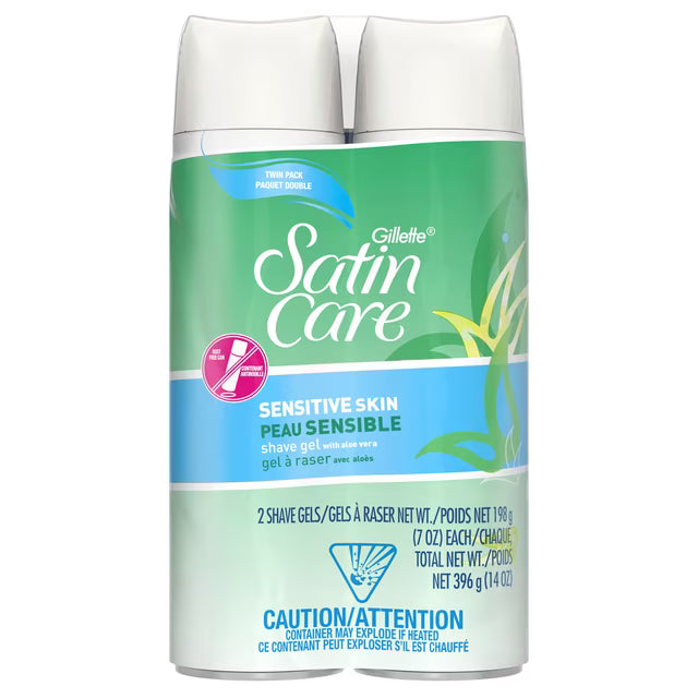 GILLETTE SATIN CARE SHAVE GEL SENSITIVE SKIN 2X198G