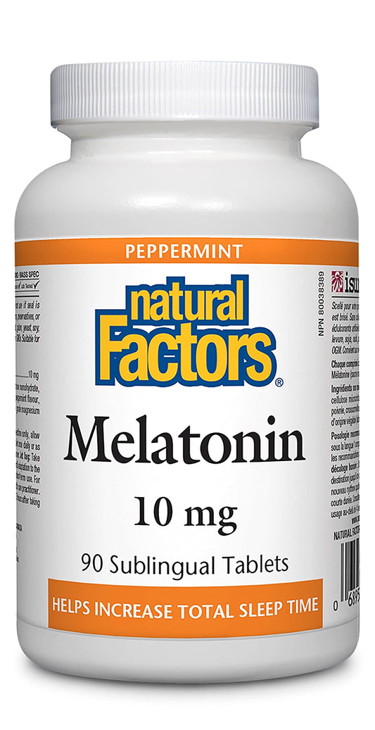 Natural Factors - Melatonin 10 mg, Peppermint - 90 sublingual tablets