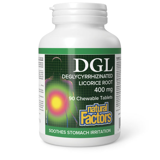 Natural Factors   DGL Deglycyrrhizinated Licorice Root 400 mg   90 chewschews