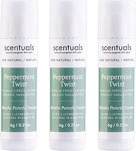 Lip Balm Set of 3 Peppermint, Made with Shea Butter, Cocoa Butter, Castor, Avocado & Jojoba oil, Beeswax, Moisturizing Lip Care, Cruelty Free Hydration, 100% Natural Care (3 Pack)