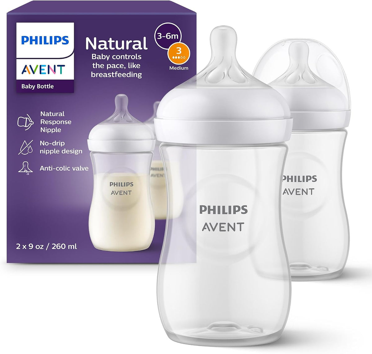 AVENT NATURAL BOTTLES 9OZ 2
