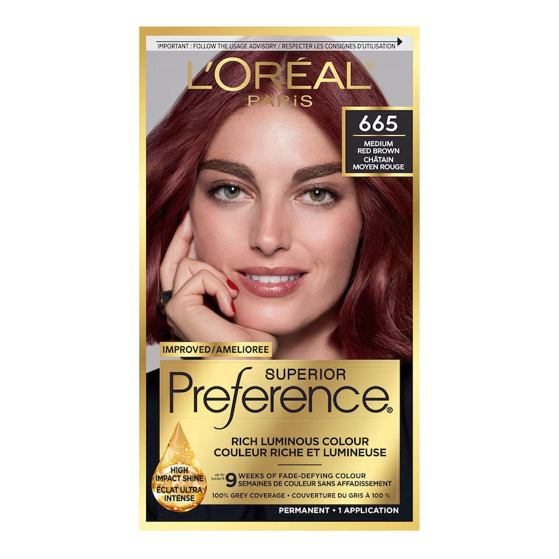 L'OREAL PREFERENCE #665 MD RED BROWN