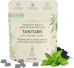 TANIT   Toothpste Tab., Frsh Mint w/Char, 62tab pch