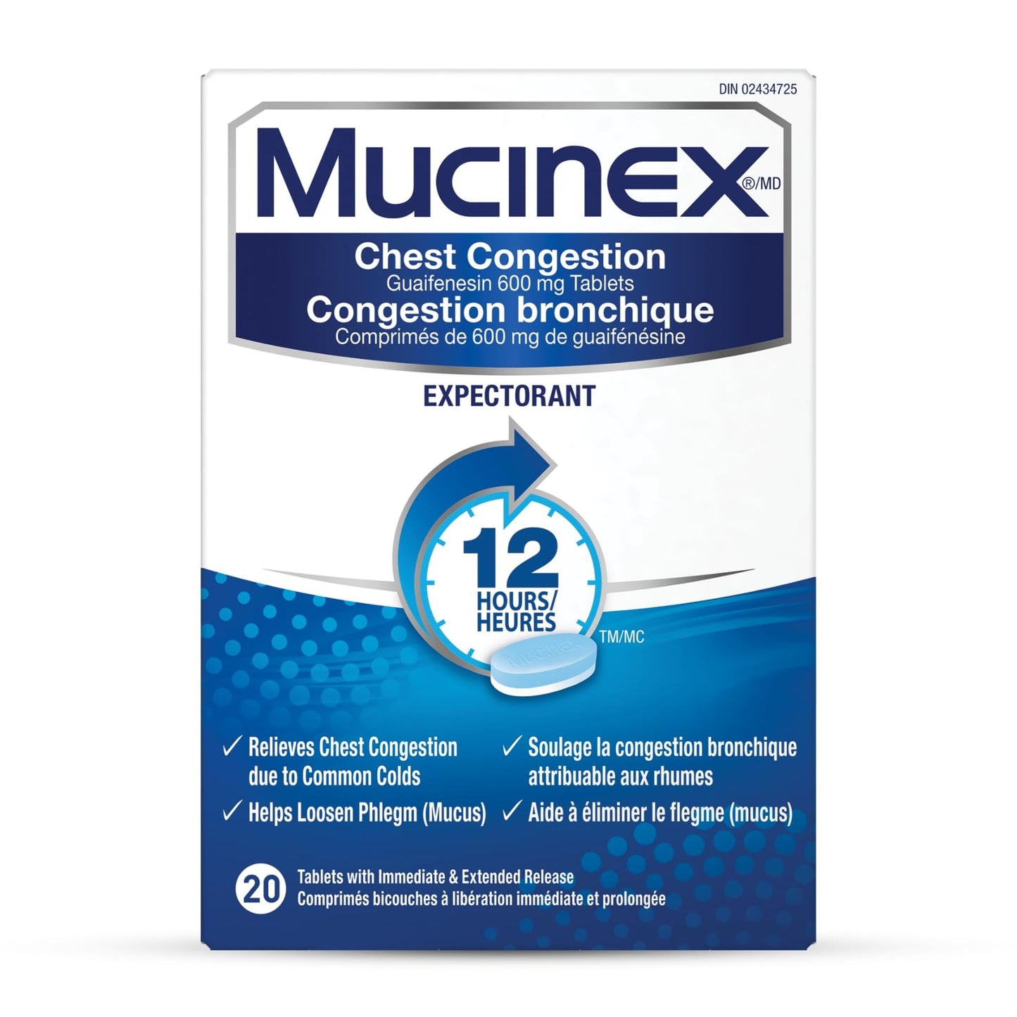 Mucinex Chest Congestion Guaifenesin 600 mg 20 tabs