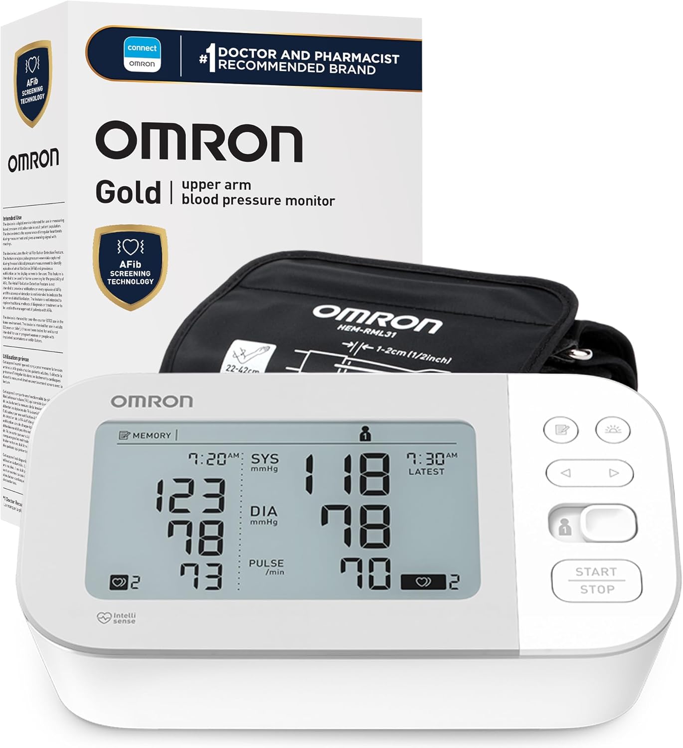OMRON BLOOD PRESSURE MONITOR BP7450 10 SERIES GOLD