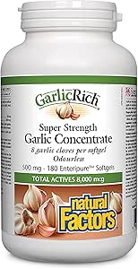 Natural Factors   GarlicRich® Super Strength Garlic Concentrate 500 mg   180 ec sglsec sgls