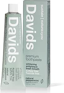 Davids Premium Natural Toothpaste - Peppermint+Charcoal 5.25 oz/149g
