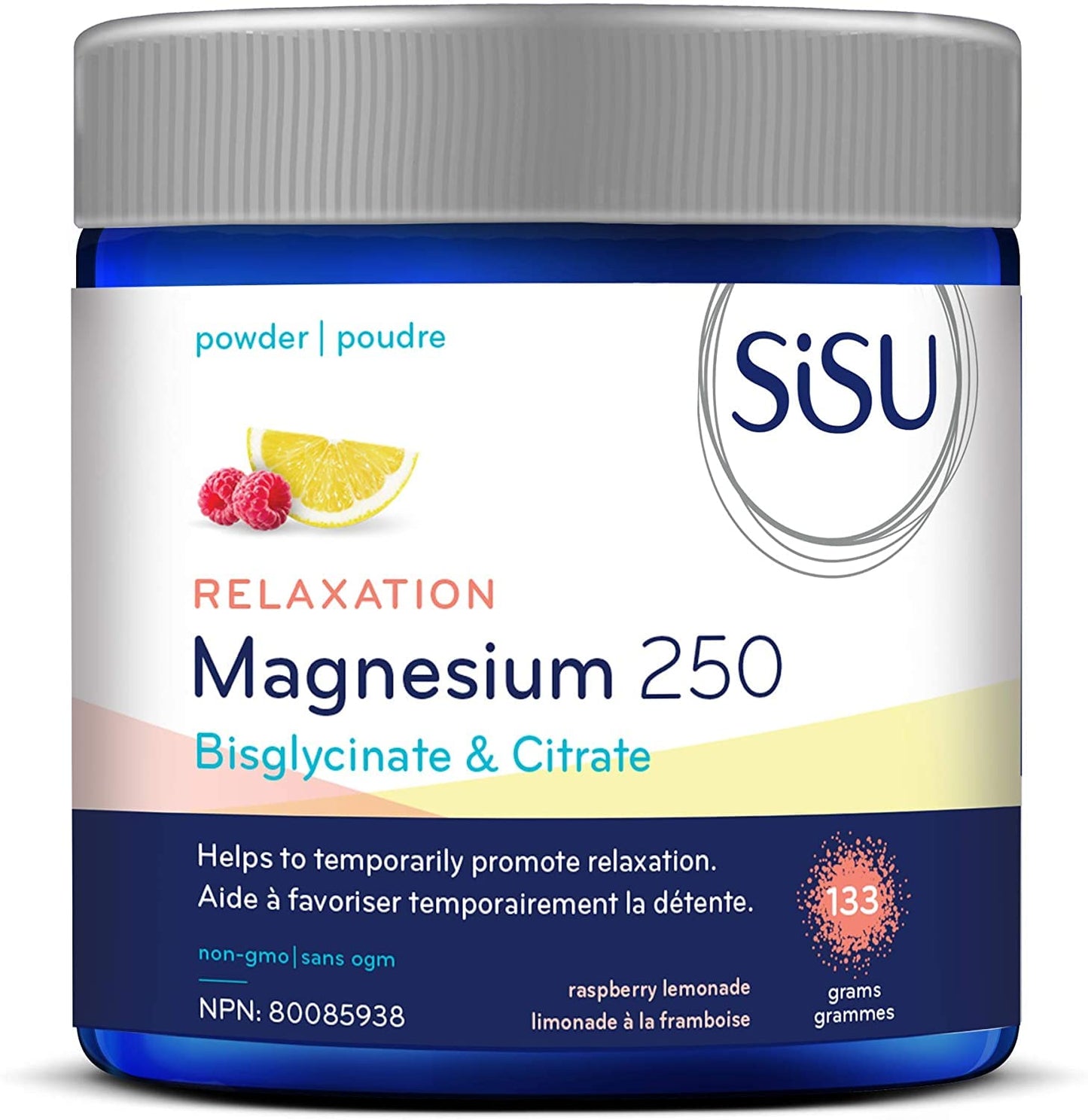 SISU - Magnesium 250 Relaxation Blend, Raspberry Lemonade - 265g powder
