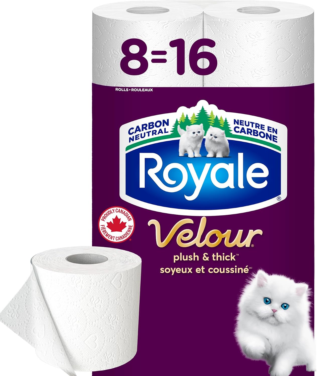 ROYALE VELOUR BATHROOM TISSUE 142SHT 2PLY ROLL 8 pack of 6