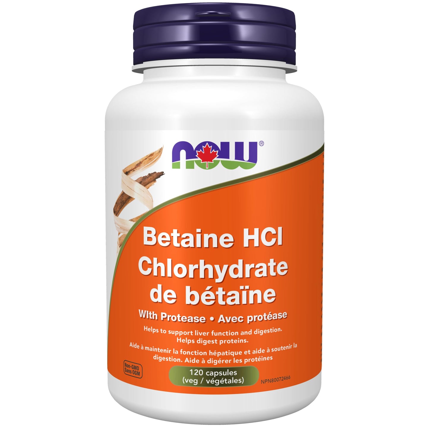 NOW Betaine HCL 648mg with protease 120vcap