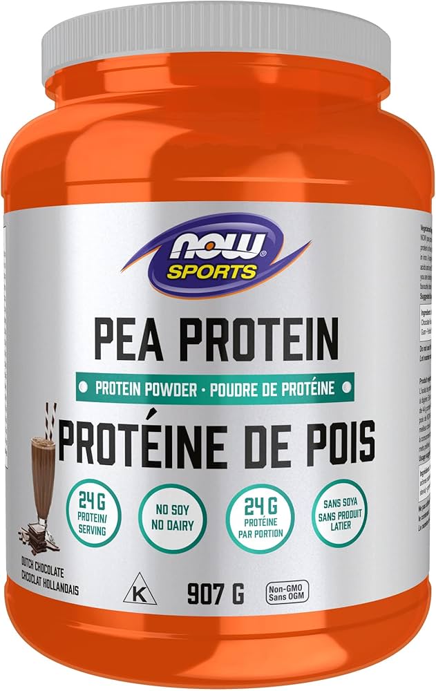 NOW Pea Protein, Non-GMO Vegan, Dutch Chocolate 907g