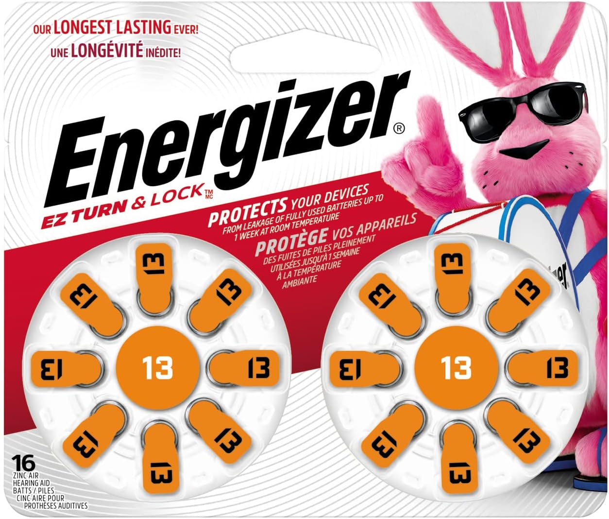 ENERGIZER BATTERIES HEAR AID ORANGE TAB #13 PK 16
