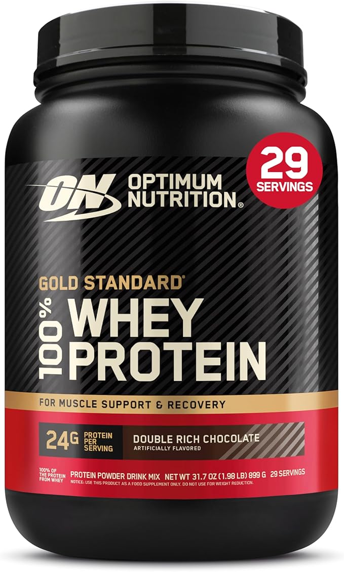 Optimum Nutrition Gold Standard 100% Whey Protein Powder, 24g Protein per serving, 29 servings (899g) - Double Rich Chocolate
